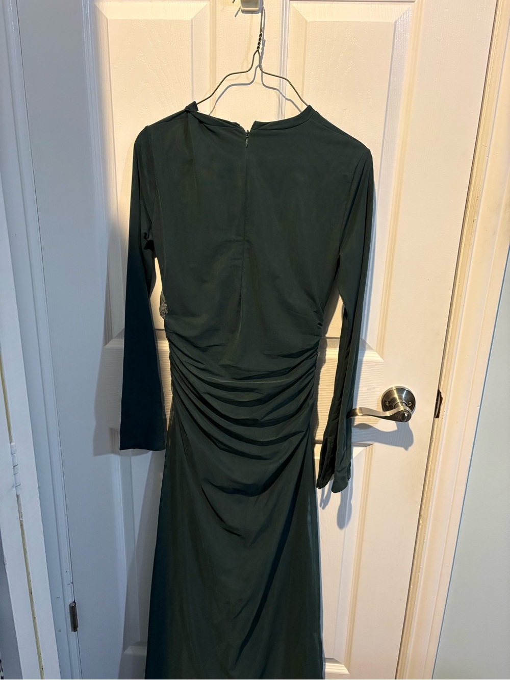 Modest Long-Sleeve Dark Green Wedding Guest Dress “Veiled” Brand